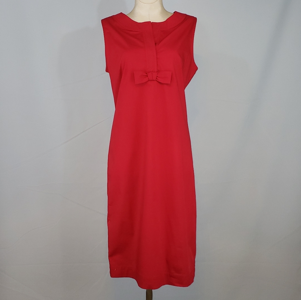 Talbots red cotton bow front dress size 6